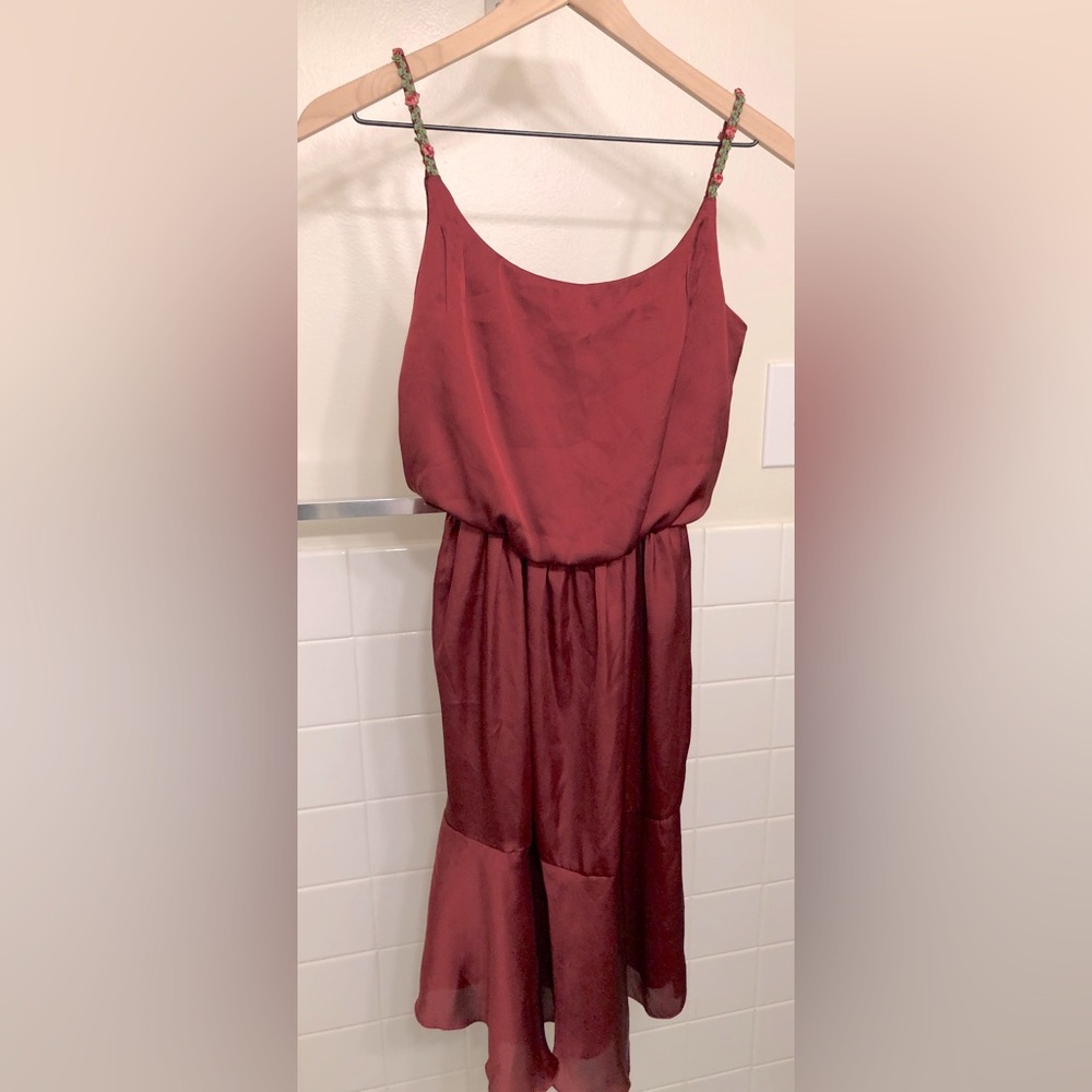 Satin Slip dress, Size S, burgundy